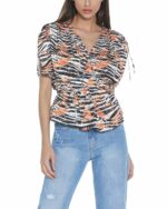 Blouson stampato con coulisse e arriccio Relish