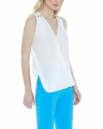 Canotta LILIA con scollo incrocio, borchie e georgette Relish - immagine 3