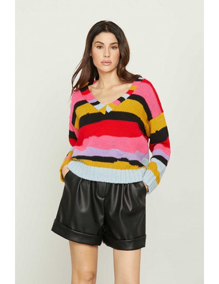 Maglia donna Relish vestibilità over scollo V multicolor (Nuova Collezione AI 23) Maglia donna Relish vestibilità over scollo V multicolor (Nuova Collezione AI 23) - immagine 1