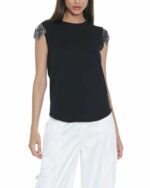 T-shirt nera con applicazioni in metallo Relish