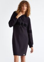 Abito Abito felpa Liu Jo con cappuccio nero  con pizzo (Nuova Collezione AI23)