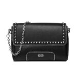 Borsa donna Cult ecopelle nera con dettagli metallici argento comodo manico a catena dim.30x11x20 chiusura