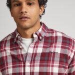 Camicia PepeJeans uomo regular fit colletto button down stampa quadri medi(Nuova Collezione AI23)