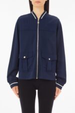 Felpa Liu Jo full zip con tasche anteriori con collo e polsini in maglina bicolore fondo morbido