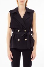 Felpa gilet Liu Jo punto milano morbida tipo doppio petto con cintura