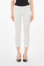 Jeans Liu Jo cotone elasticizzato lunghezza alla caviglia con risvolto strass vita media