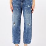 Jeans Liu Jo denim vita alta modello cropped con taglia e inserti gioiello sparsi