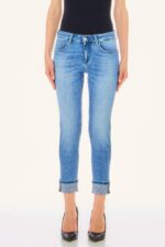 Jeans Liu Jo skinny regular waist con risvolto strass modello monroe