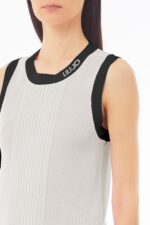 Maglia Liu Jo maglia a costine strette e più larghe  con collo e giro braccia colore blu - immagine 3