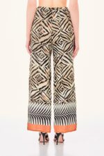 Pantalone Liu Jo palazzo fantasia con bordo arancio fluo - immagine 2