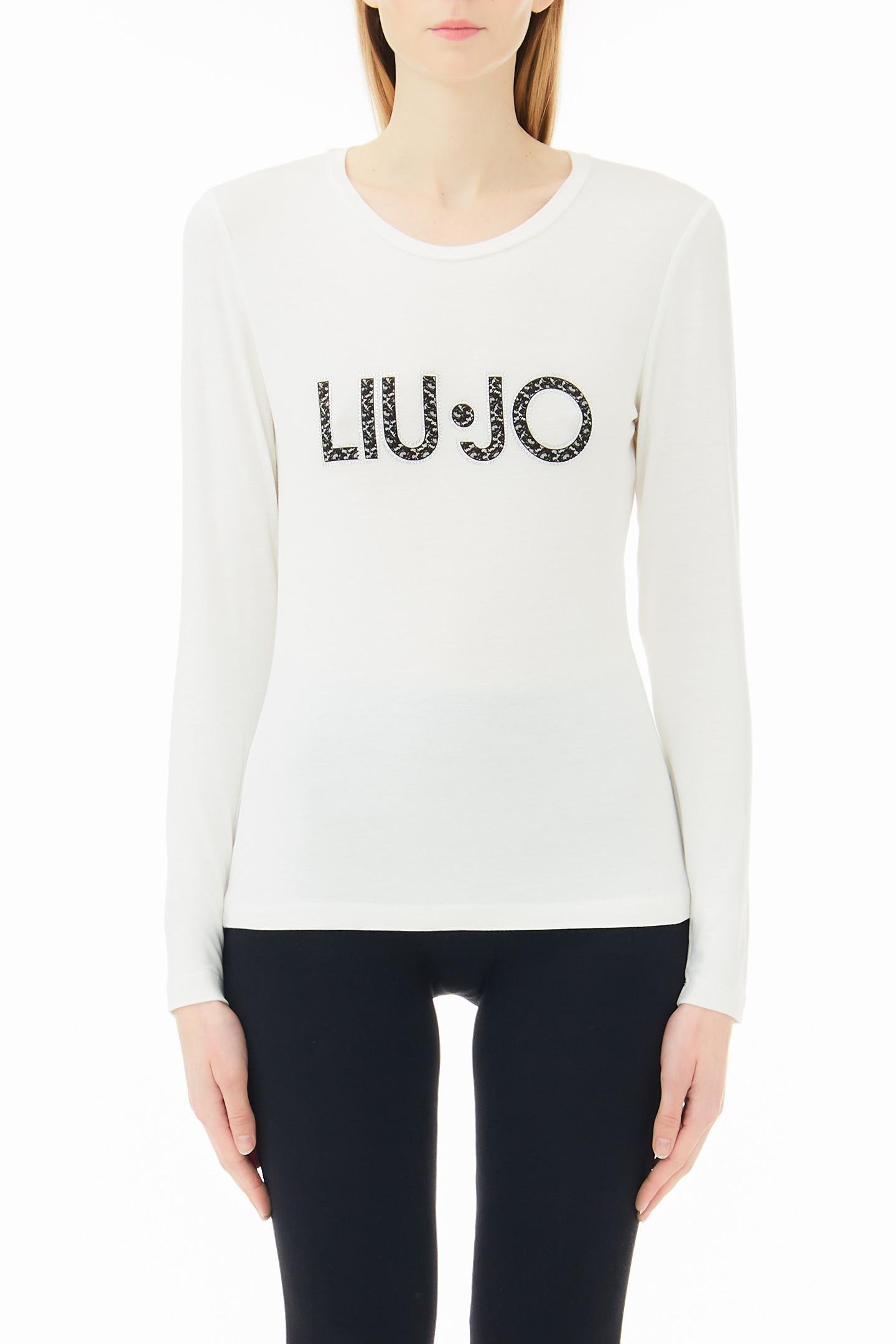 T-shirt Liu Jo manica lunga con logo anteriore zebra con strass T-shirt Liu Jo manica lunga con logo anteriore zebra con strass - immagine 1