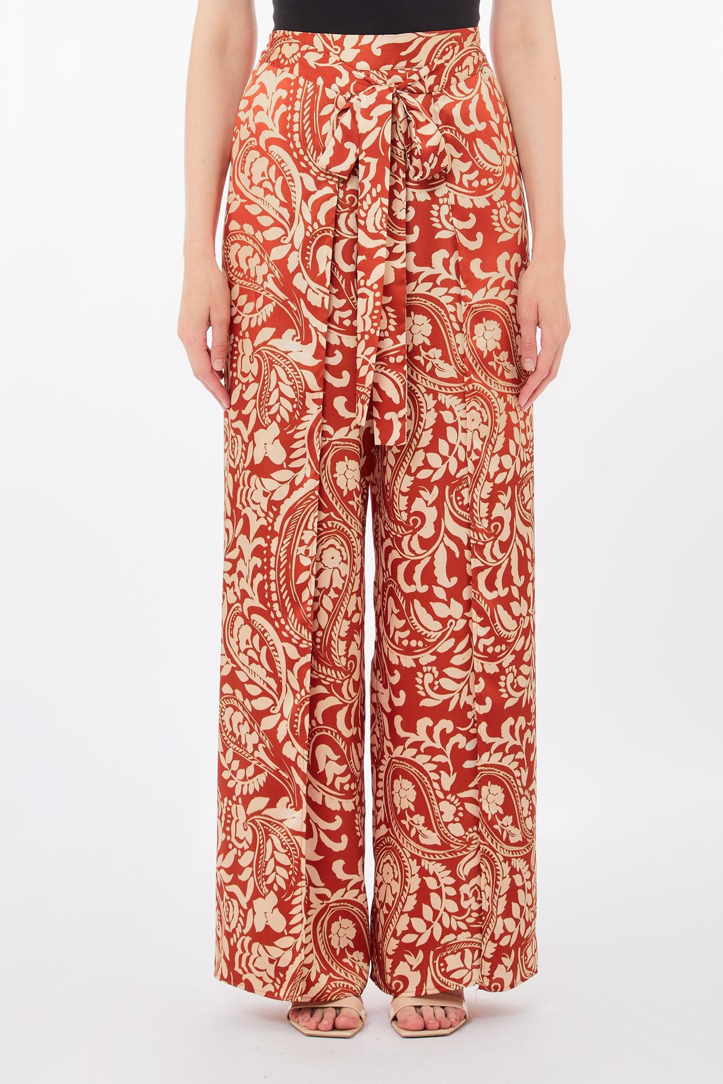 Pantalone Liu JO in twill stampato elastico in vita cintura sur ton in abbinamento Pantalone Liu JO in twill stampato elastico in vita cintura sur ton in abbinamento - immagine 1
