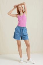 Shorts Take Two denim con elastico in vita