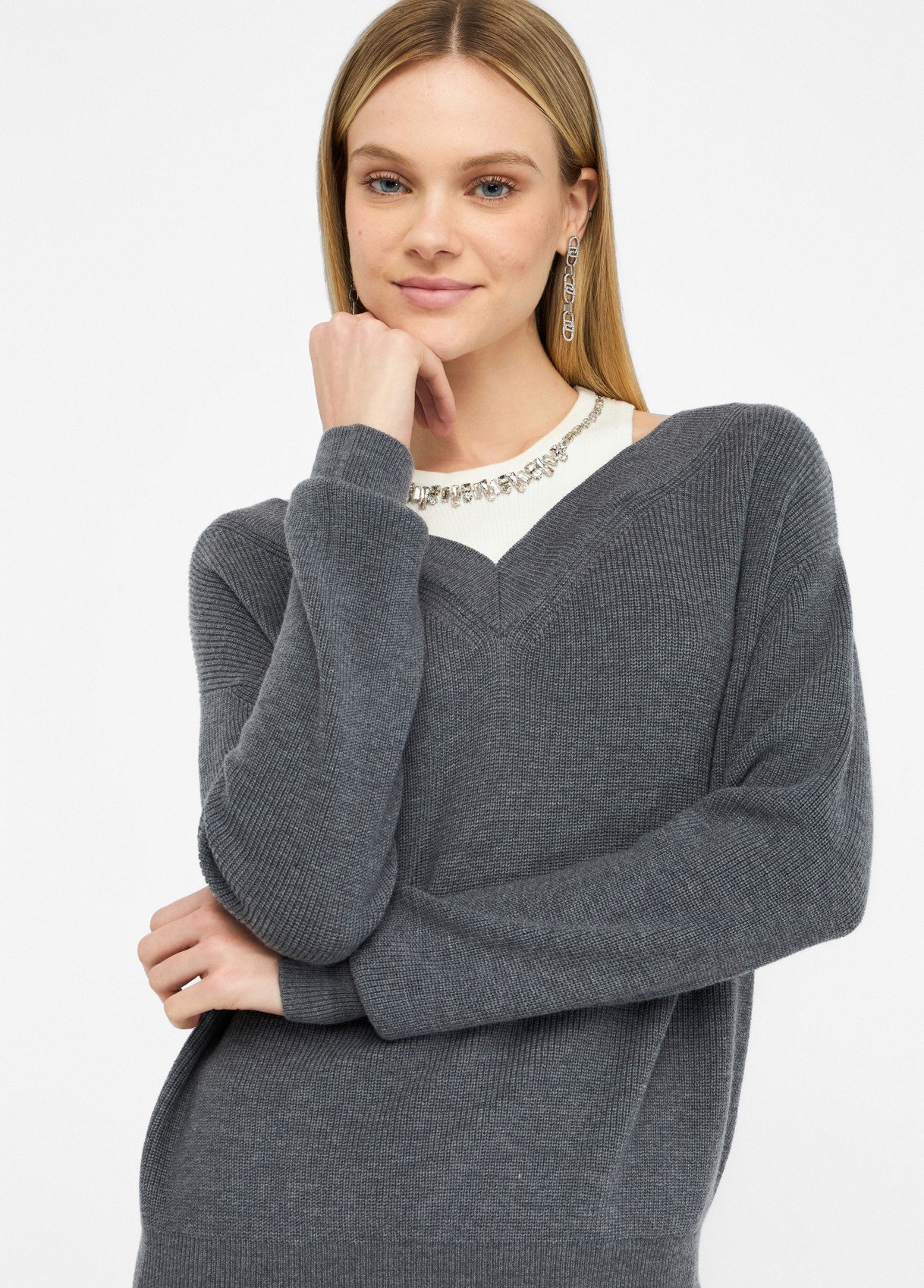Maglia Liu Jo con filati in misto lana inserto con ricami gioiello Maglia Liu Jo con filati in misto lana inserto con ricami gioiello - immagine 1