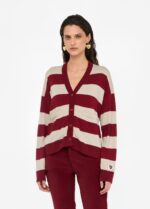 Maglia cardigan Liu Jo righe filato misto lana comode tasche chusura con bottoni