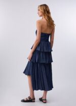 Abito Liu Jo in denim chambray taglio bustier balze asimmetriche - immagine 2