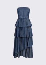 Abito Liu Jo in denim chambray taglio bustier balze asimmetriche - immagine 4