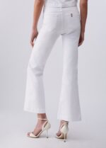 Jeans Liu Jo in drill di cotone stretch vita alta con bottoni dorati gamba flare chiusura con zip e botton - immagine 2