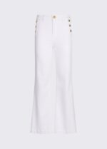 Jeans Liu Jo in drill di cotone stretch vita alta con bottoni dorati gamba flare chiusura con zip e botton - immagine 4