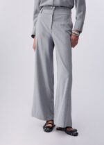 Pantalone Liu Jo a palazzo tessuto gessato vita alta con doppio cintone