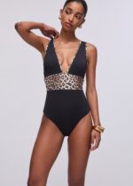 Costume Liu jo intero con inserto stampa animalier scollo profondo